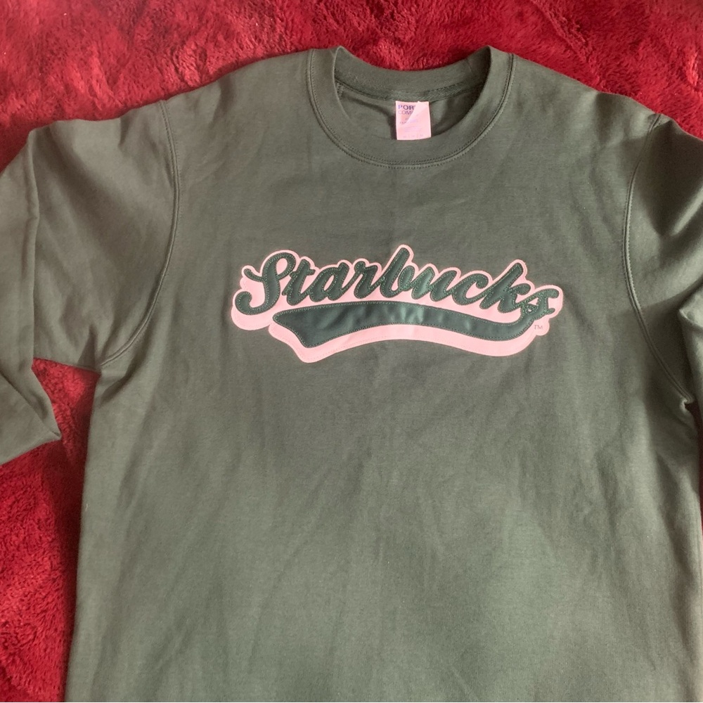 Starbucks Green Crewneck Sweatshirt with White-Outlined Script Logo